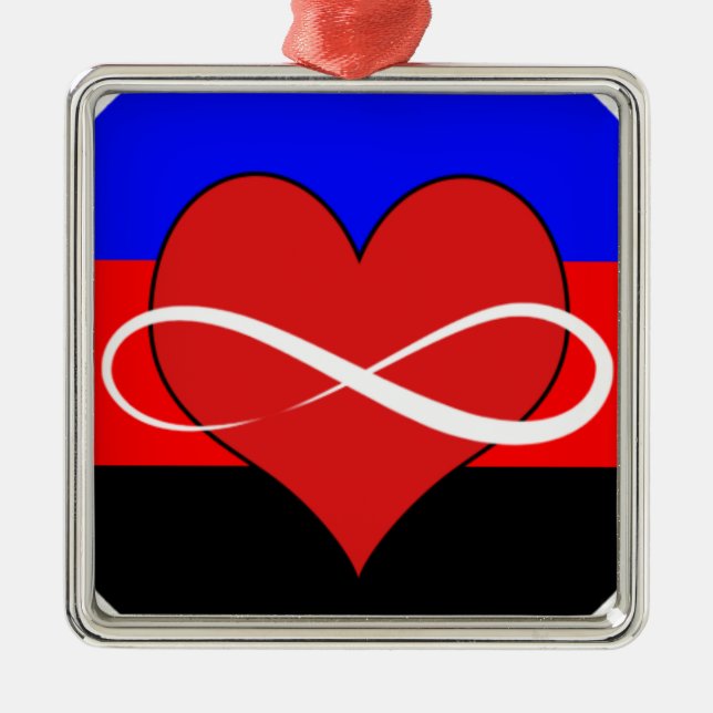 Infinite Heart with Flag Metal Tree Decoration (Front)