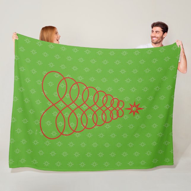 Infinite Love Christmas Tree - Red&Green Fleece Blanket (In Situ)