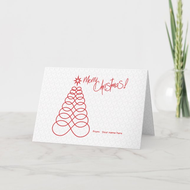 Infinite Love Christmas Tree - Red&Silver Holiday Card (Front)