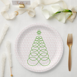 Infinite Love Christmas Tree with Red Hearts Paper Plate