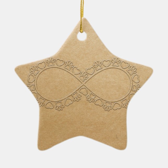 Infinite Love Dog Paw Print Ceramic Tree Decoration (Front)