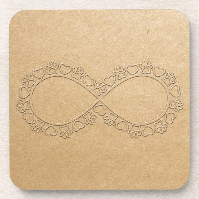Infinite Love Dog Paw Print Coaster (Front)