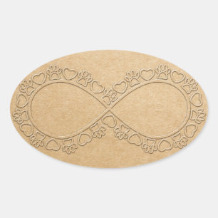 Infinite Love Dog Paw Print Oval Sticker