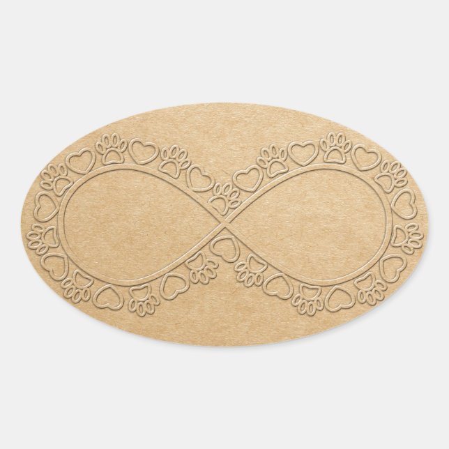 Infinite Love Dog Paw Print Oval Sticker (Front)
