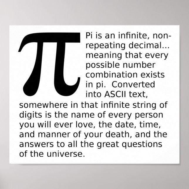 Infinite Pi Answers Funny Poster (Front)