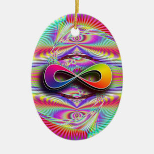 Infinite rainbow (add Words) Ceramic Tree Decoration