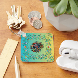 Infinite Splendour, Vibrant Paisley Floral Key Ring