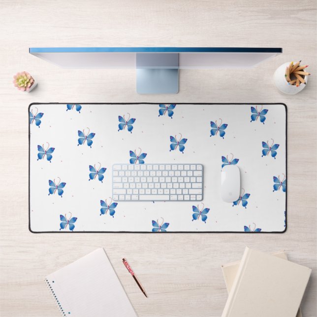 Infinity Blue Butterflies: Symbol of Love Desk Mat (Office 1)