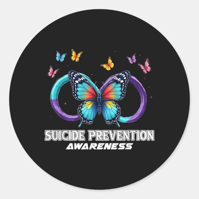 Infinity Butterfly Prevention Awareness Classic Round Sticker (Front)