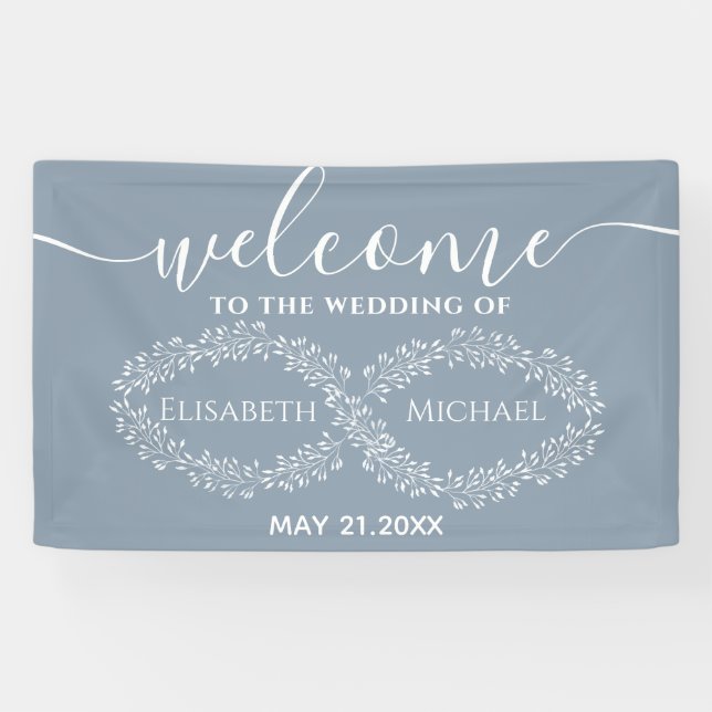 Infinity dusty blue botanical  romantic elegant banner (Horizontal)
