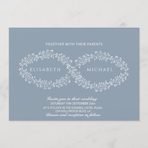 Infinity dusty blue botanical  romantic elegant invitation