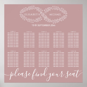 Infinity dusty rose botanical romantic elegant poster