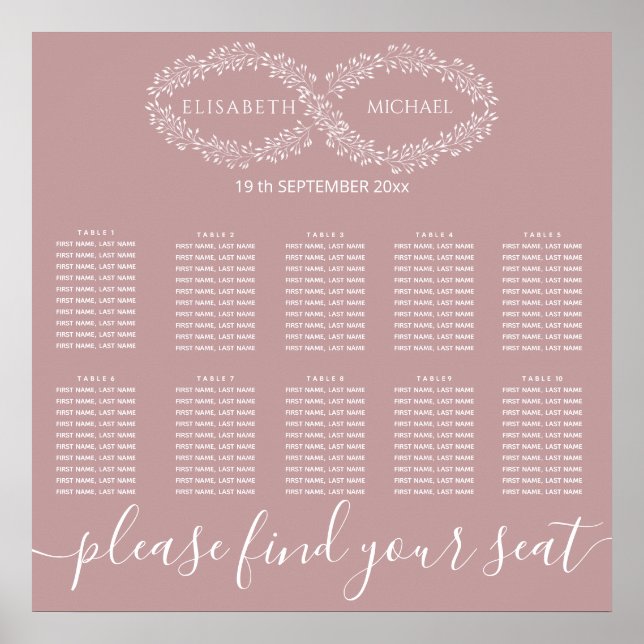 Infinity dusty rose botanical  romantic elegant  poster (Front)