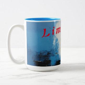 "Infinity Fusion: Two-Tone Mug with Abstract Blue,