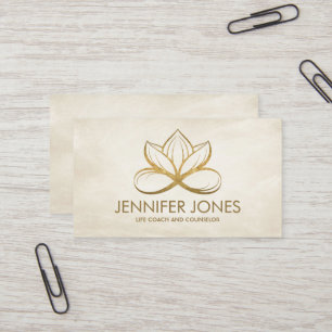 Infinity Golden Lotus Flower Business Card