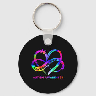 Infinity Heart Love Autism Awareness Needs No Word Key Ring
