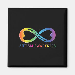Infinity Heart Love Autism Awareness Needs No Word Magnet
