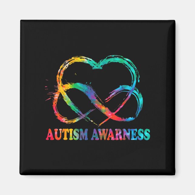 Infinity Heart Love Autism Awareness Needs No Word Magnet (Front)