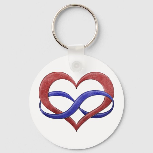 Infinity Heart Symbol Polyamory Pride Flag Colors Key Ring (Front)