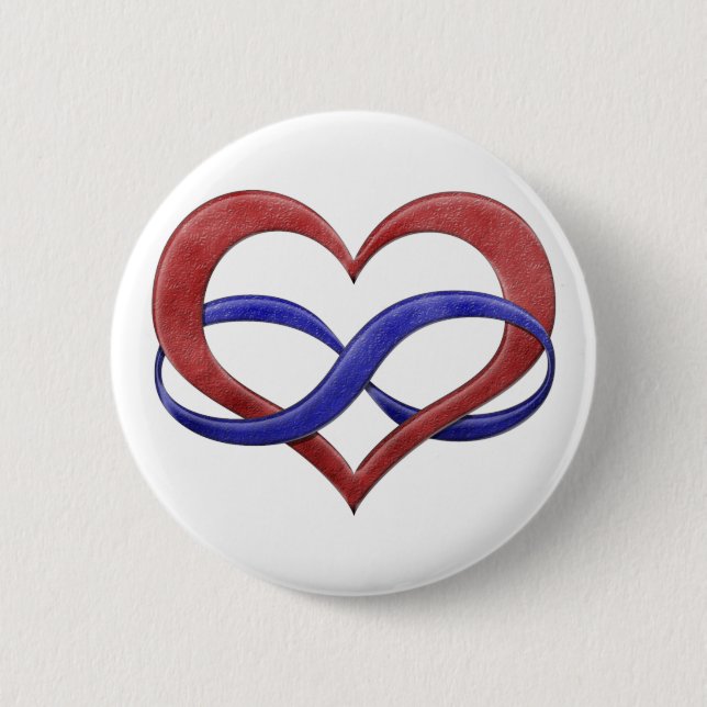 Infinity Heart Symbol Polyamory Pride Flag Colours 6 Cm Round Badge (Front)