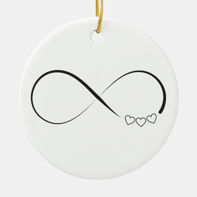 Infinity hearts symbol ceramic tree decoration (Front)