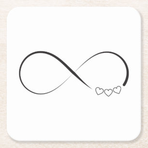 Infinity hearts symbol square paper coaster