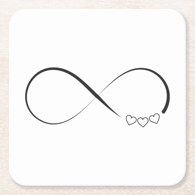 Infinity hearts symbol square paper coaster (Front)