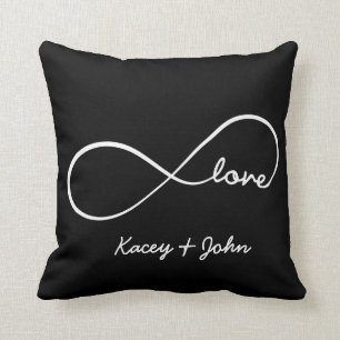 Infinity Love - black and white Cushion