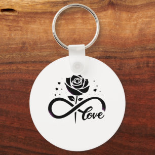 Infinity Love Black Rose - Eternal Romantic Love D Key Ring