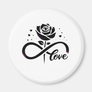 Infinity Love Black Rose - Eternal Romantic Love D Magnet