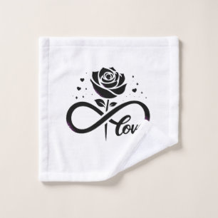 Infinity Love Black Rose - Eternal Romantic Love D Wash Cloth