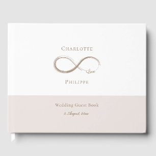 Infinity Love Blush Pink White Minimalist Wedding Guest Book