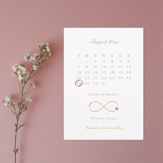 Infinity Love Double Happiness Calendar Wedding  Save The Date (Creator Uploaded)