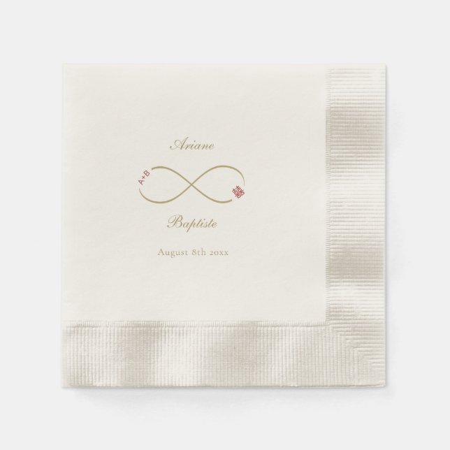 Infinity Love Double Happiness Chinese Wedding  Napkin (Front)