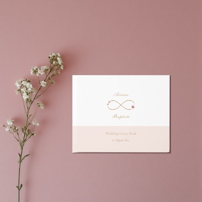 Infinity Love Double Happiness White Blush Wedding Guest Book (Creator Uploaded)