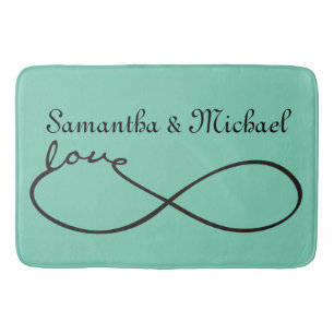 Infinity Love Lemniscate black + your backgr. Bath Mat
