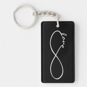 Infinity Love Lemniscate white + your backgr. Key Ring