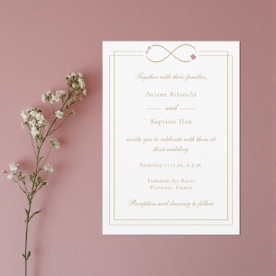 Infinity Love Monogram Double Happiness Wedding Invitation