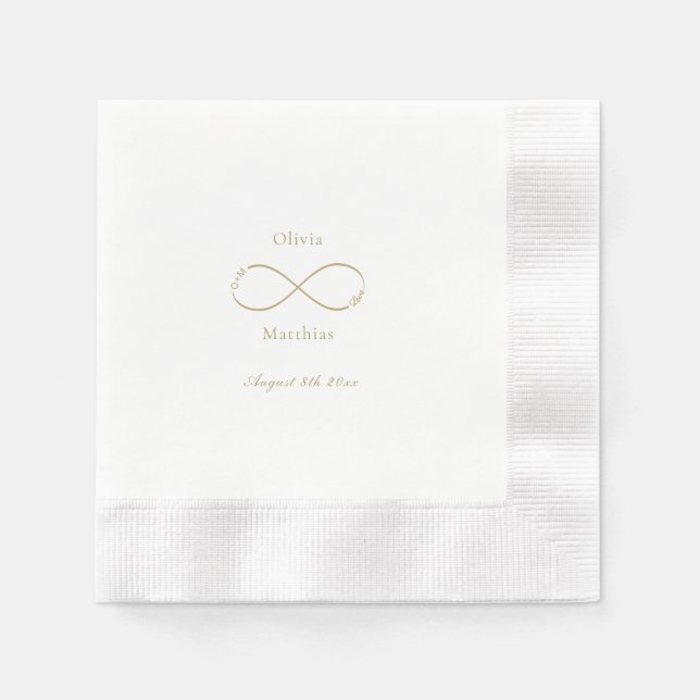 Infinity Love Monogram Elegant White Wedding   Napkin (Front)