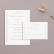 Infinity Love Monogram Gold Borders White Wedding
