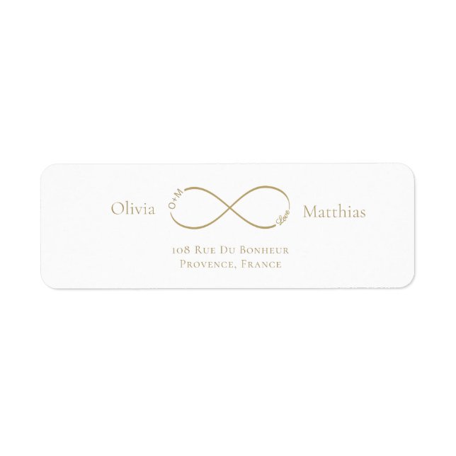 Infinity Love Monogram White Wedding Address Label (Front)