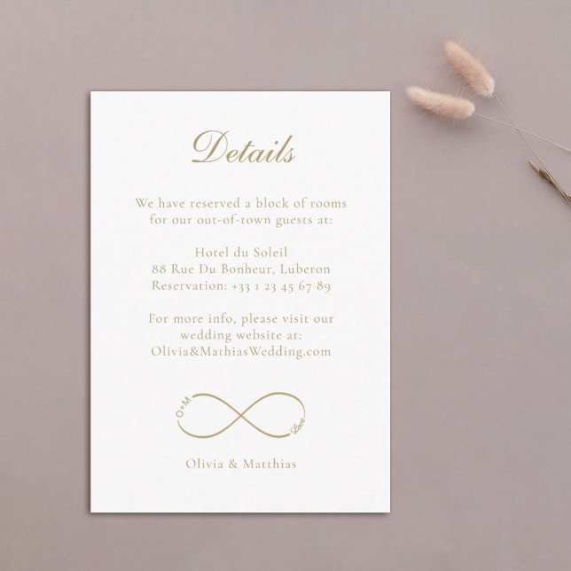 Infinity Love Monogram White Wedding Hotel Detail  Enclosure Card (Creator Uploaded)