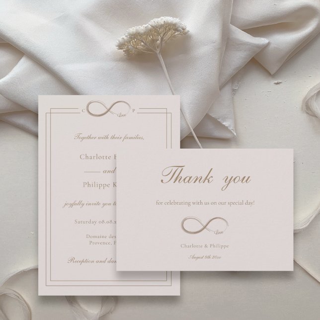 Infinity Love Pink Gold Wedding Thank You Card (Creator Uploaded)