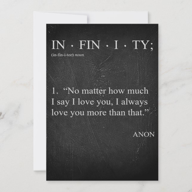 INFINITY Love you more Dictionary Definition CARD (Front)