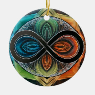 Infinity Mandala African Tribal Mask Abstract Ceramic Tree Decoration