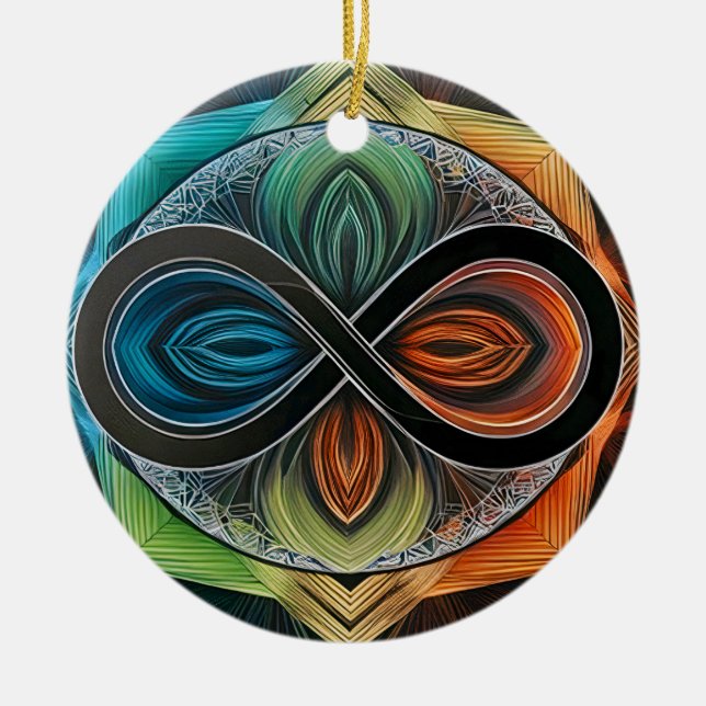 Infinity Mandala  African Tribal Mask  Abstract  Ceramic Tree Decoration (Front)