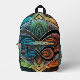 Infinity Mandala  African Tribal Mask Abstract  Printed Backpack