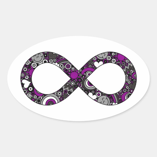 Infinity Neurodiverse Doodle Ace Asexual Pride Oval Sticker (Front)