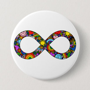 Infinity Neurodiverse Doodle Progress Pride Flag 7.5 Cm Round Badge