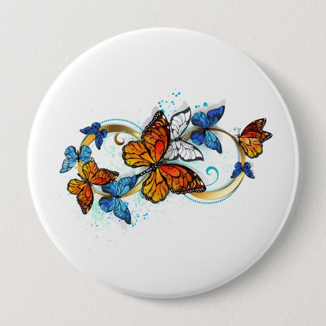 Infinity of Monarch Butterflies 10 Cm Round Badge (Front)